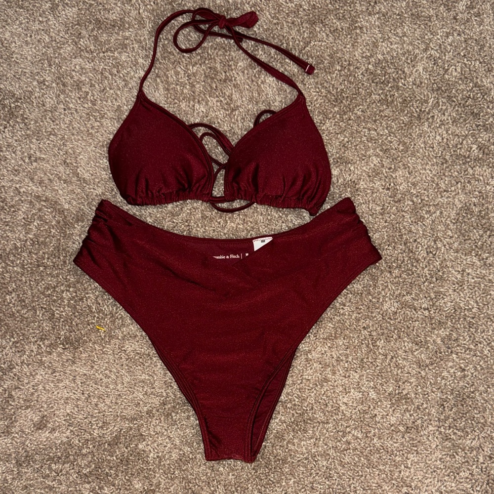 Abercrombie & Fitch Burgundy Triangle Bikini Set